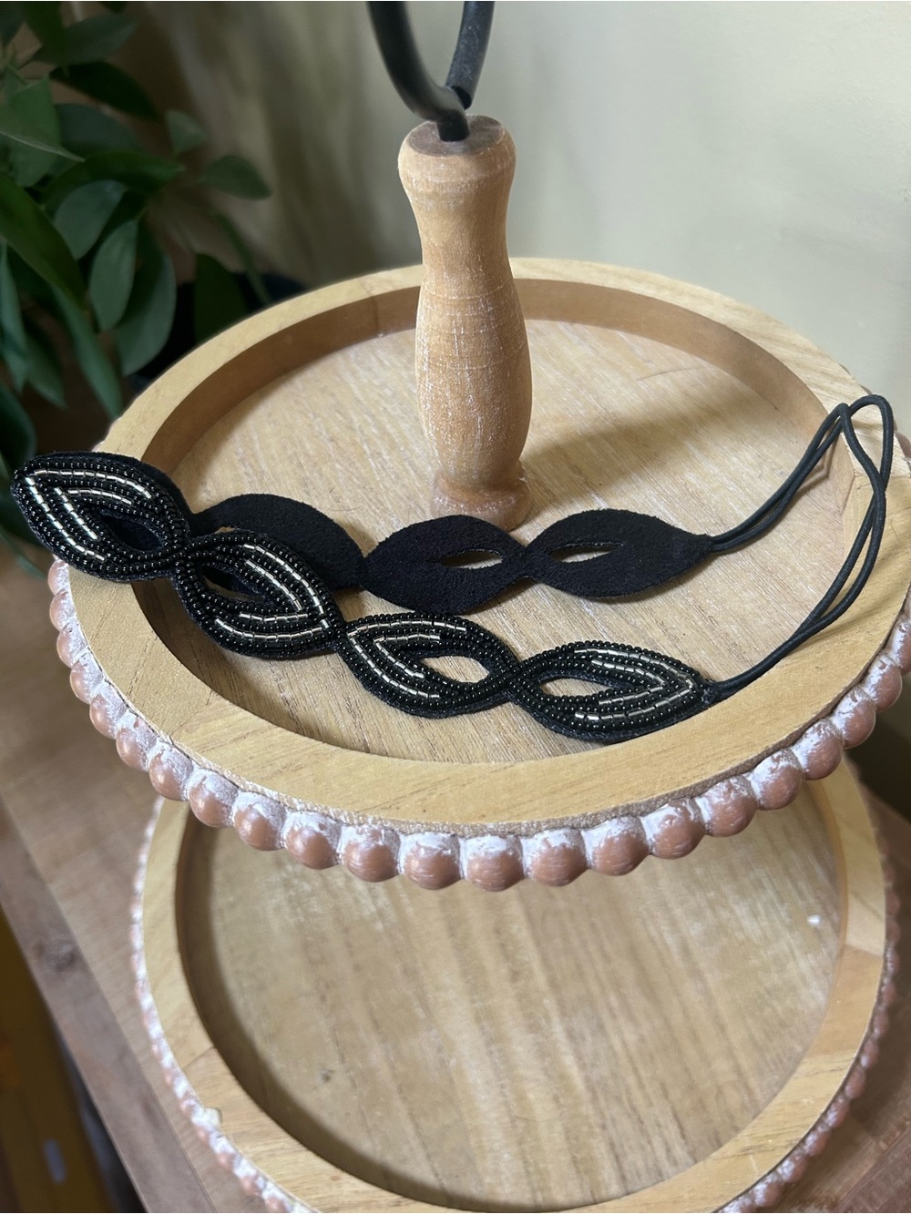 Boho Black Beaded Leaf Headband - Women Accessories - Deepa Gurnani